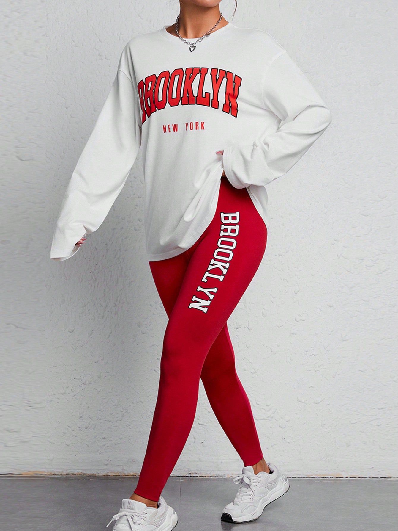 PETITE Women'S Letter Printed Casual 2-Piece Set