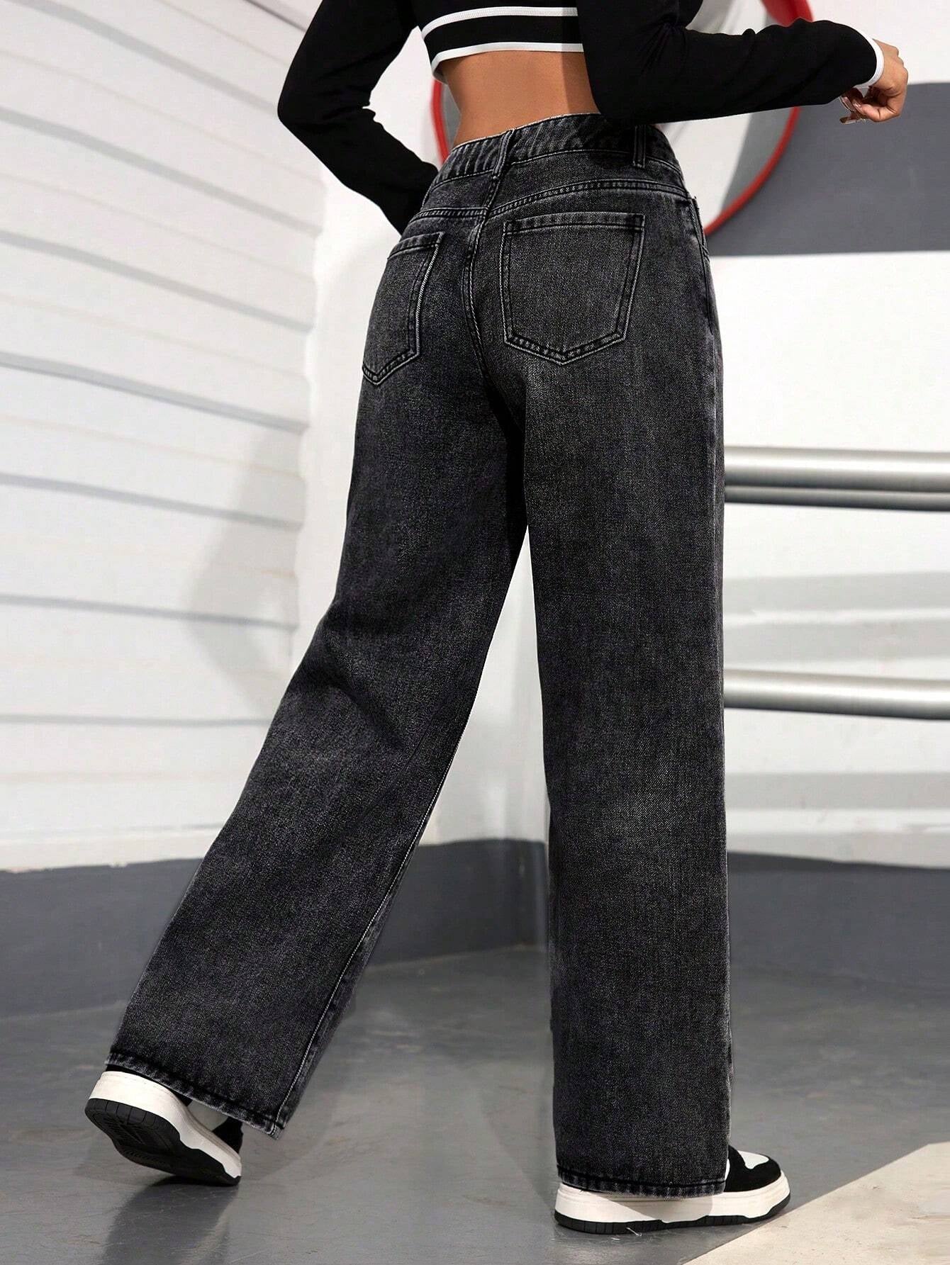 PETITE Women'S Distressed Washed Denim Jeans