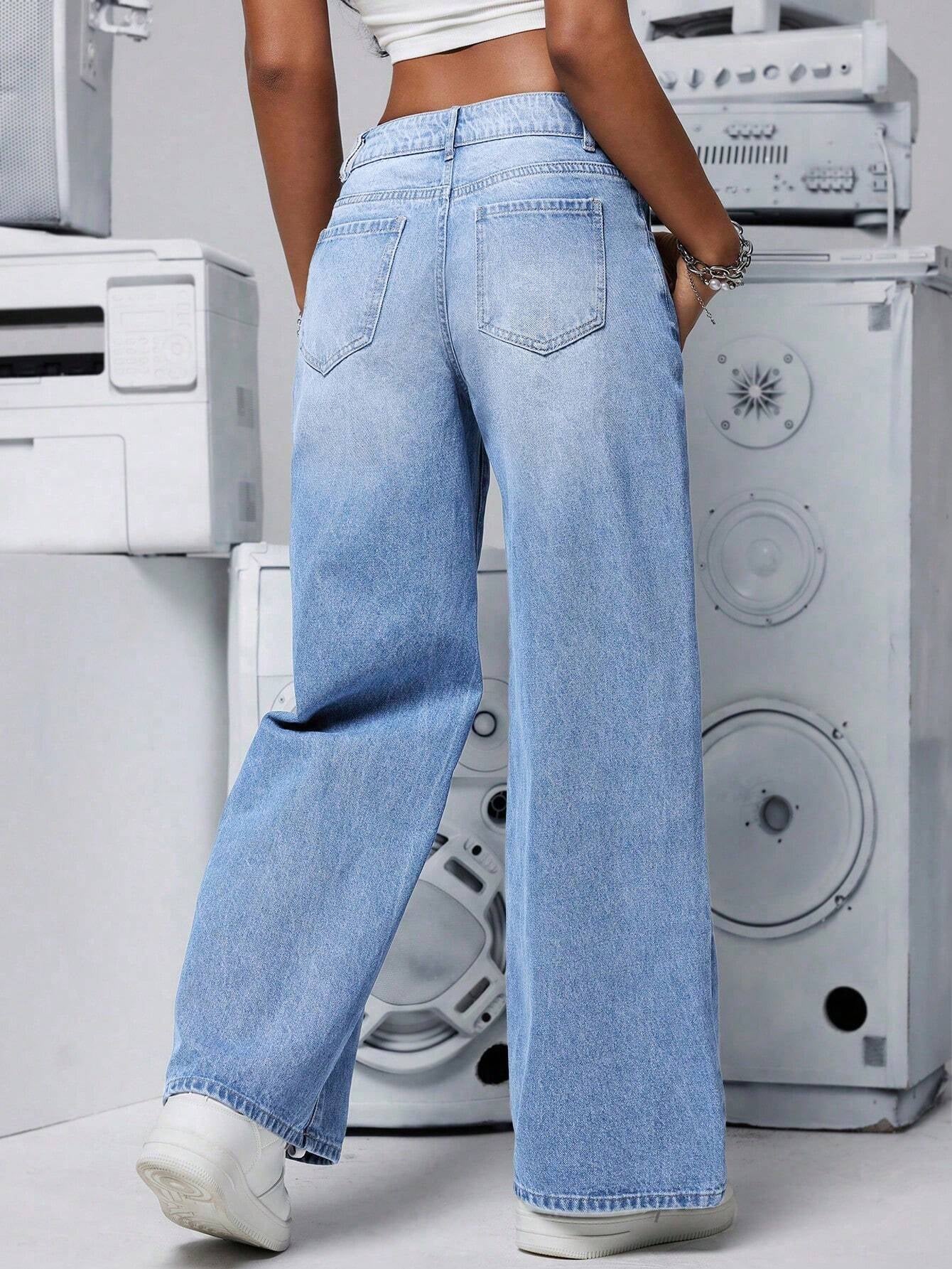 PETITE Women'S Distressed Washed Denim Jeans