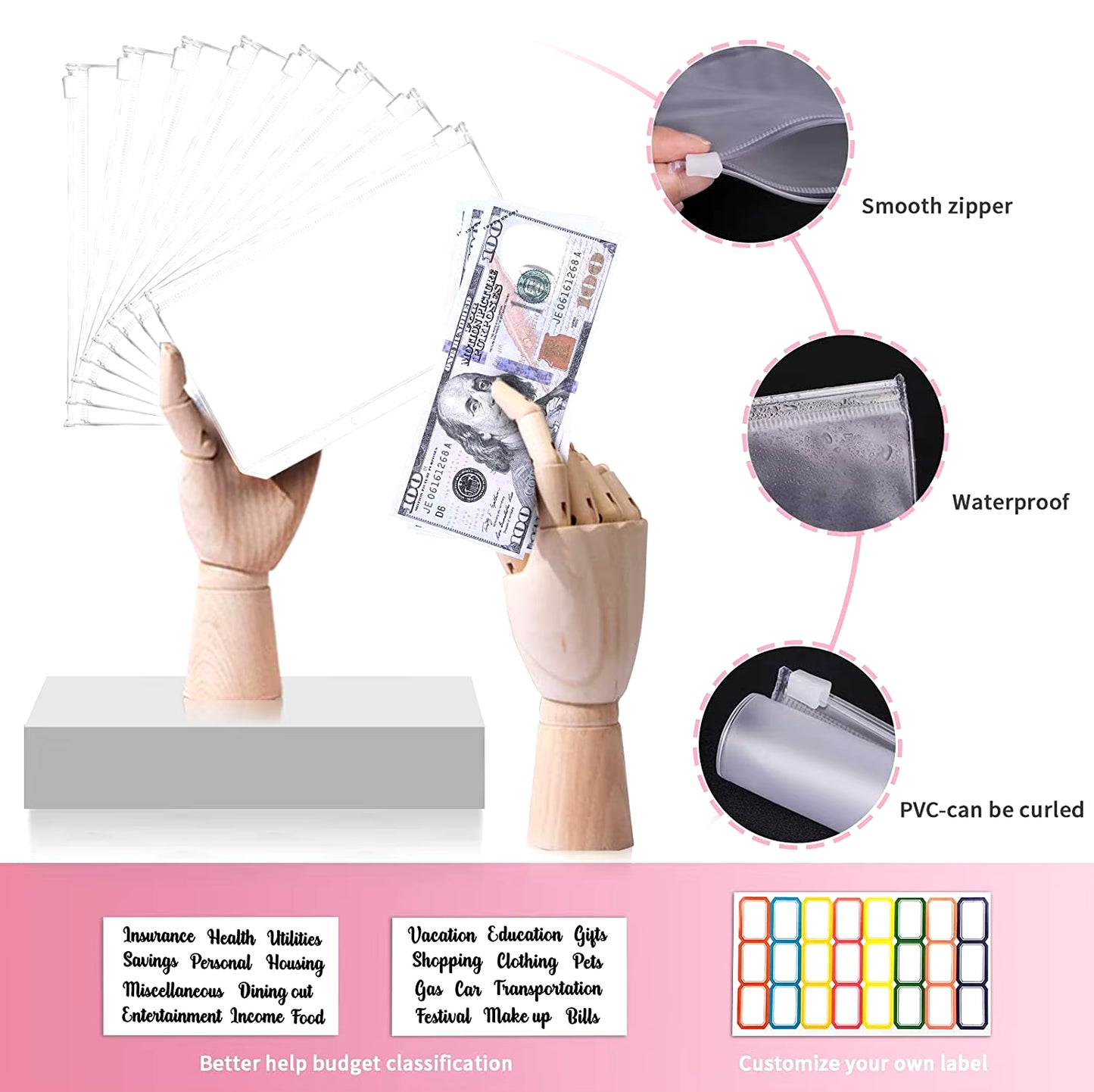 A6 Money Saving Organizer PU Leather Budget Binder Marble Notebook Budgets Planner 2023 Envelope Office School Supplies