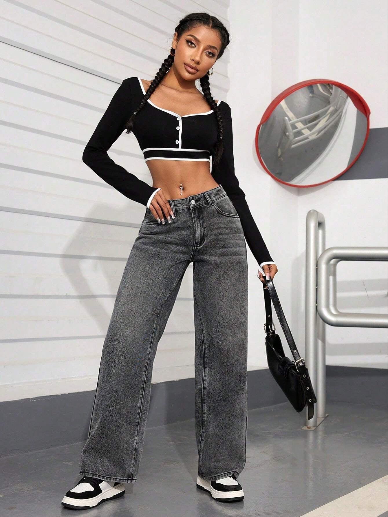PETITE Women'S Distressed Washed Denim Jeans