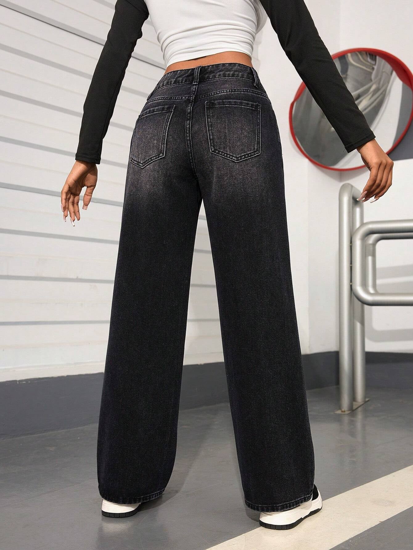 PETITE Women'S Distressed Washed Denim Jeans