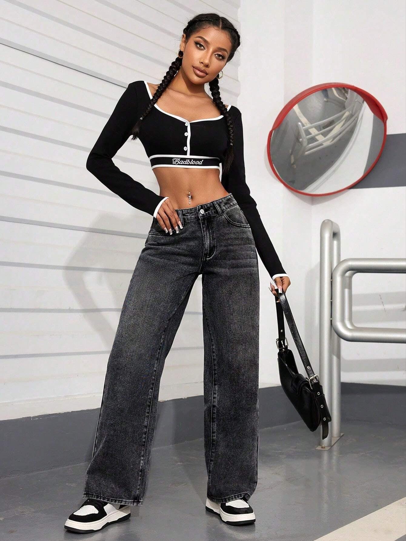 PETITE Women'S Distressed Washed Denim Jeans