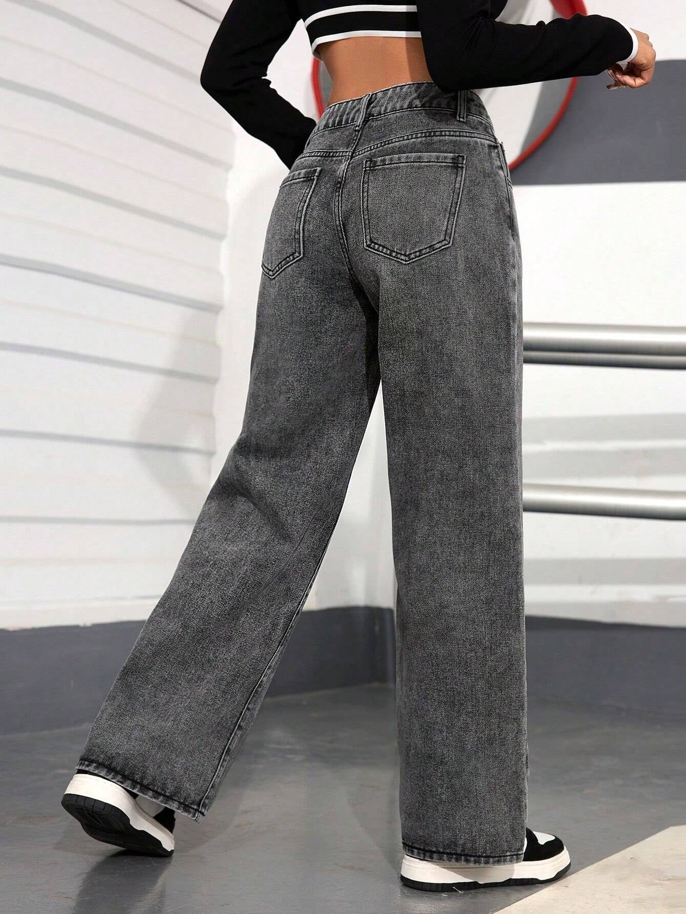 PETITE Women'S Distressed Washed Denim Jeans