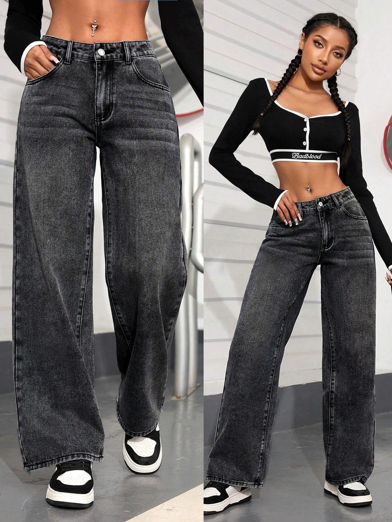 PETITE Women'S Distressed Washed Denim Jeans