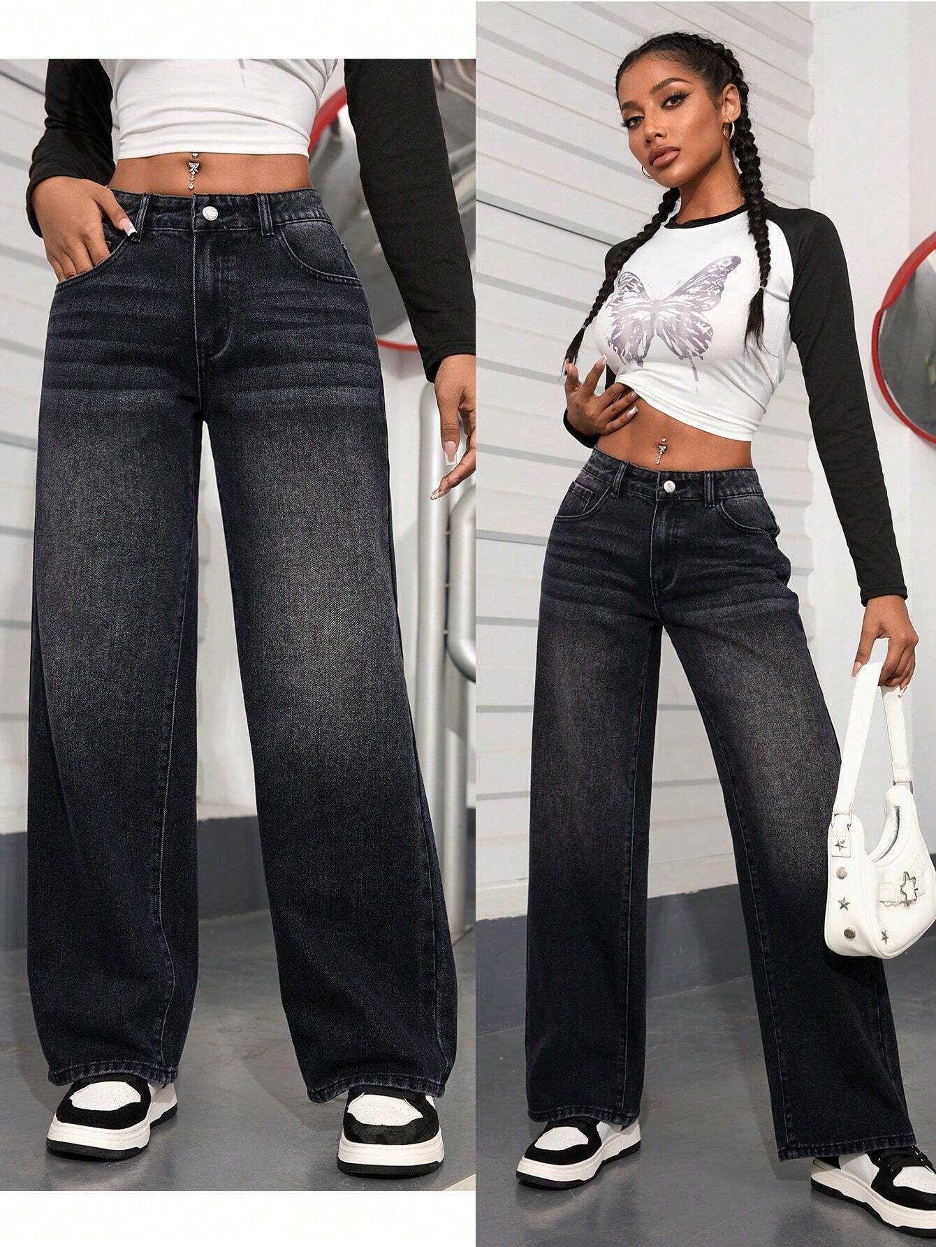 PETITE Women'S Distressed Washed Denim Jeans