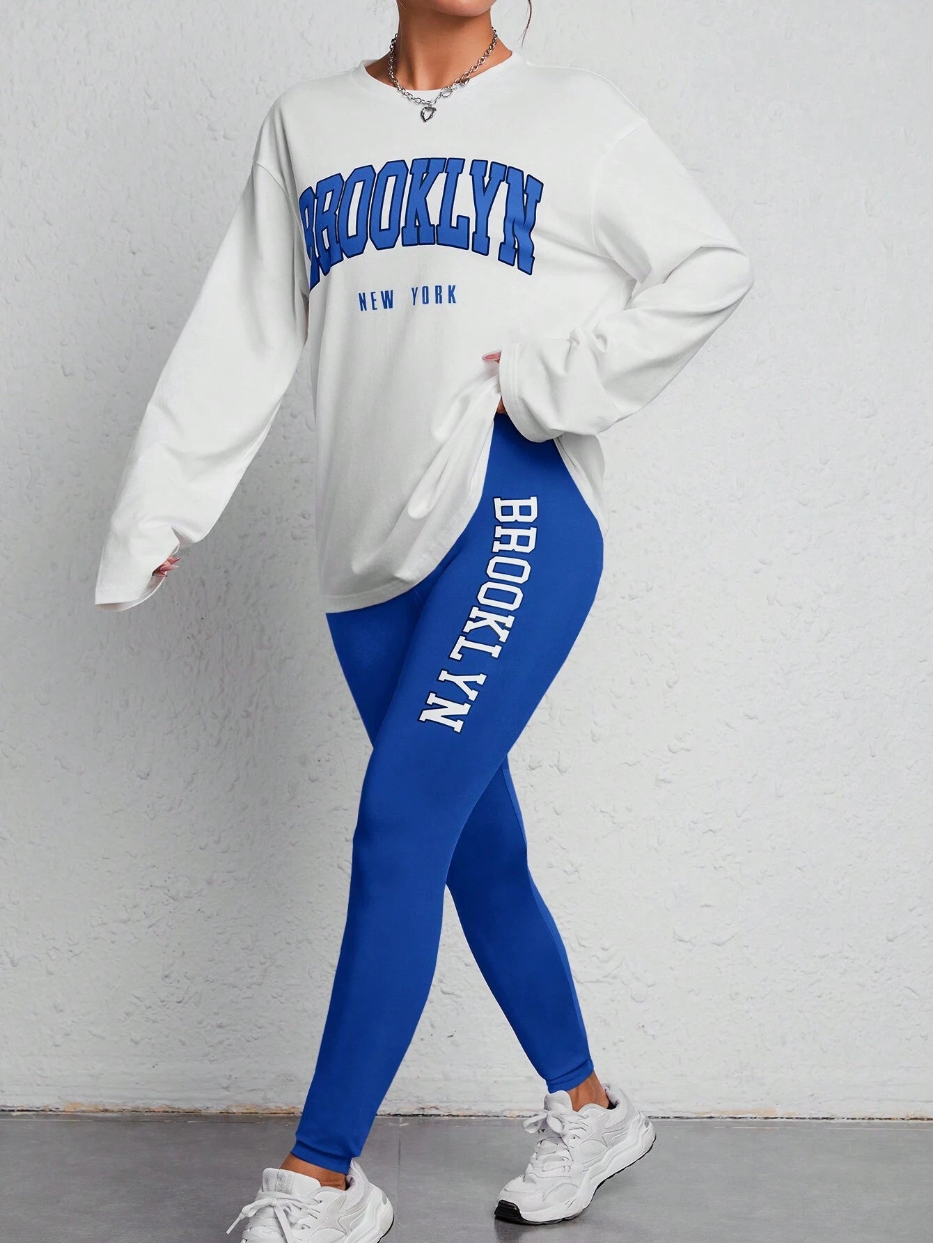 PETITE Women'S Letter Printed Casual 2-Piece Set