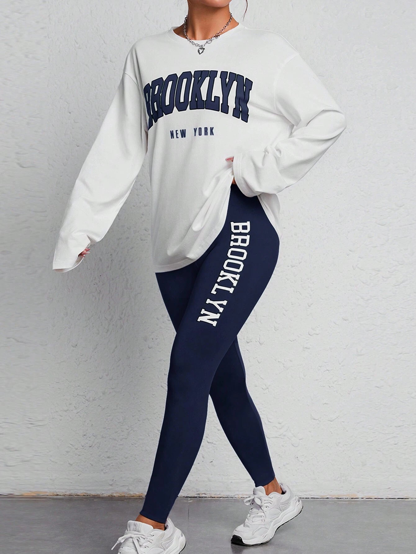 PETITE Women'S Letter Printed Casual 2-Piece Set
