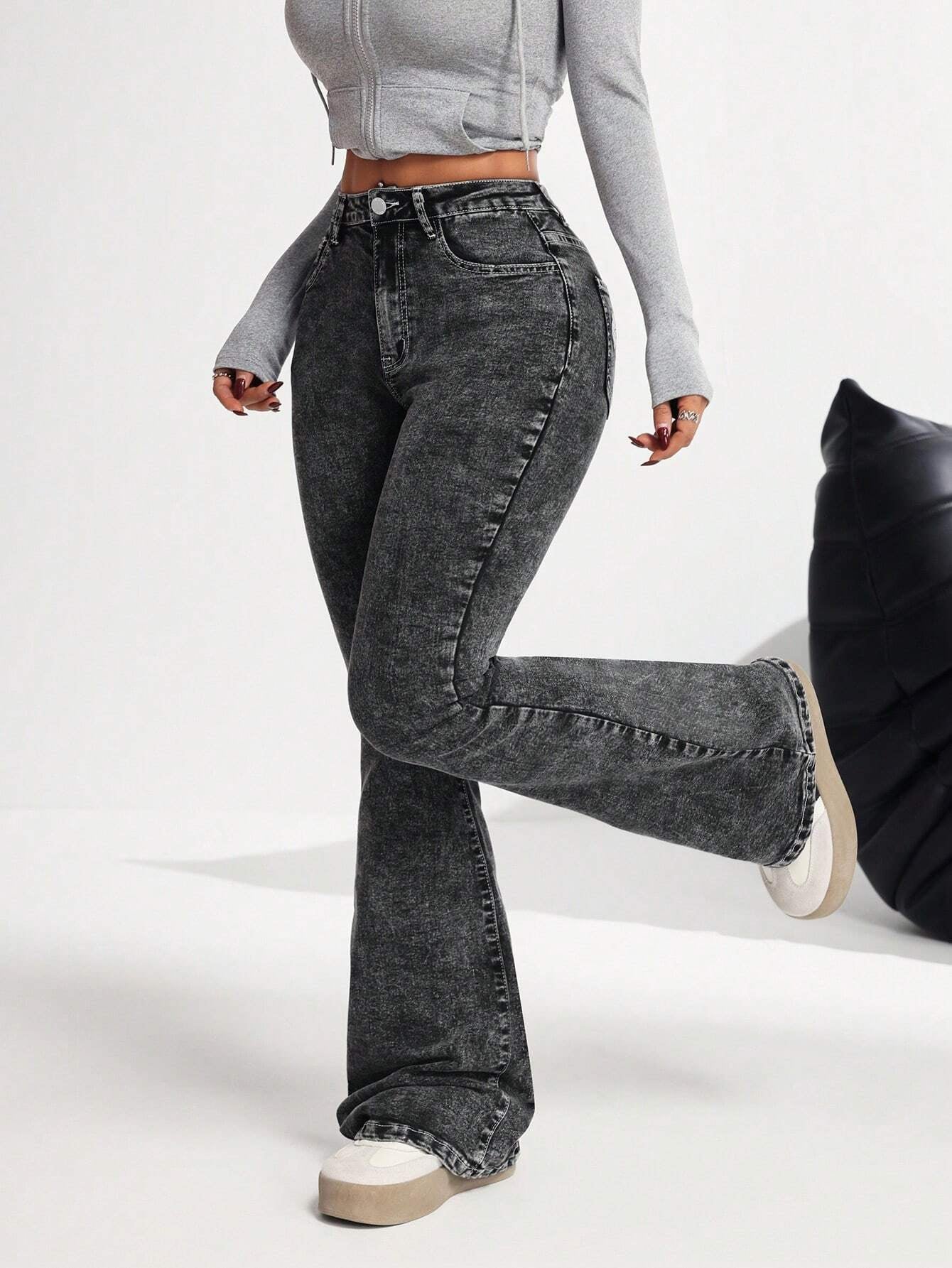 PETITE Women'S Skinny Stretch Cross Embroidered Blue Jeans