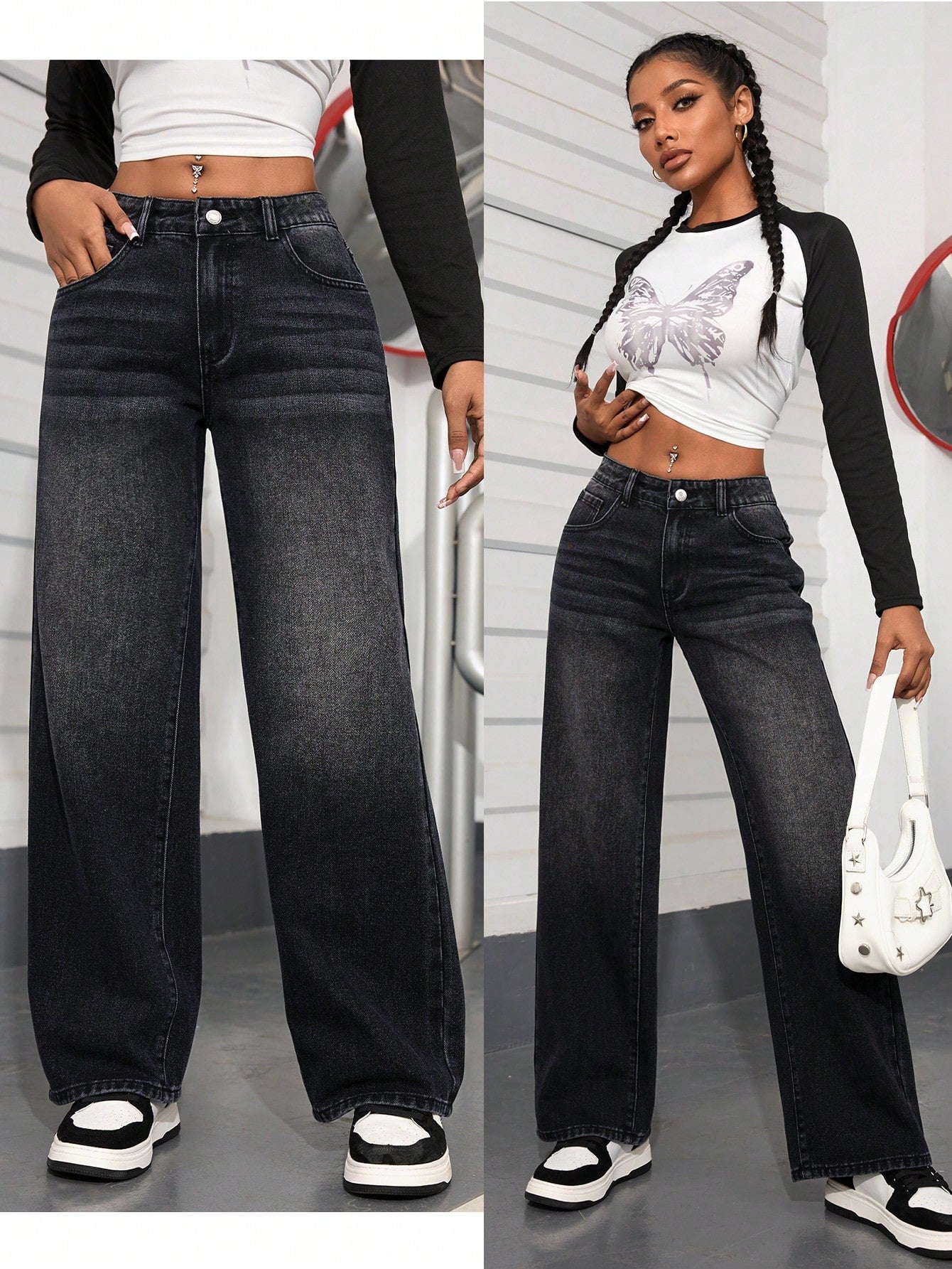 PETITE Women'S Distressed Washed Denim Jeans