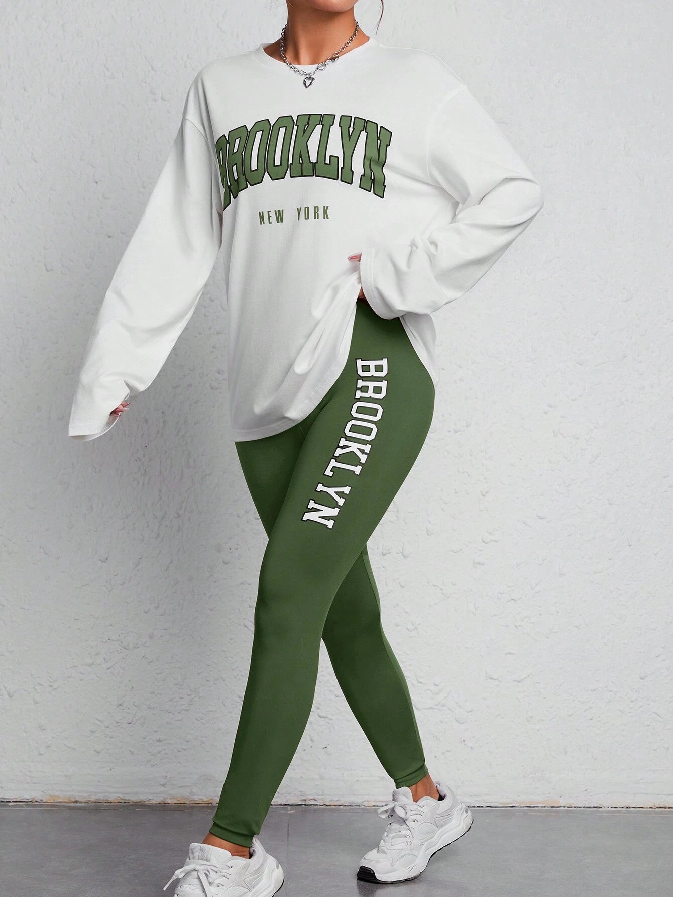 PETITE Women'S Letter Printed Casual 2-Piece Set