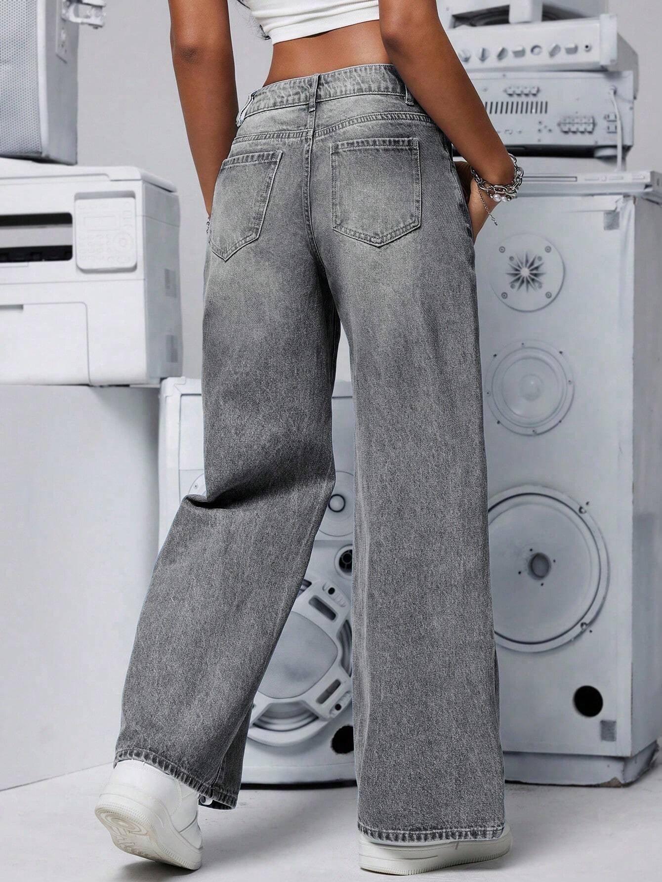 PETITE Women'S Distressed Washed Denim Jeans