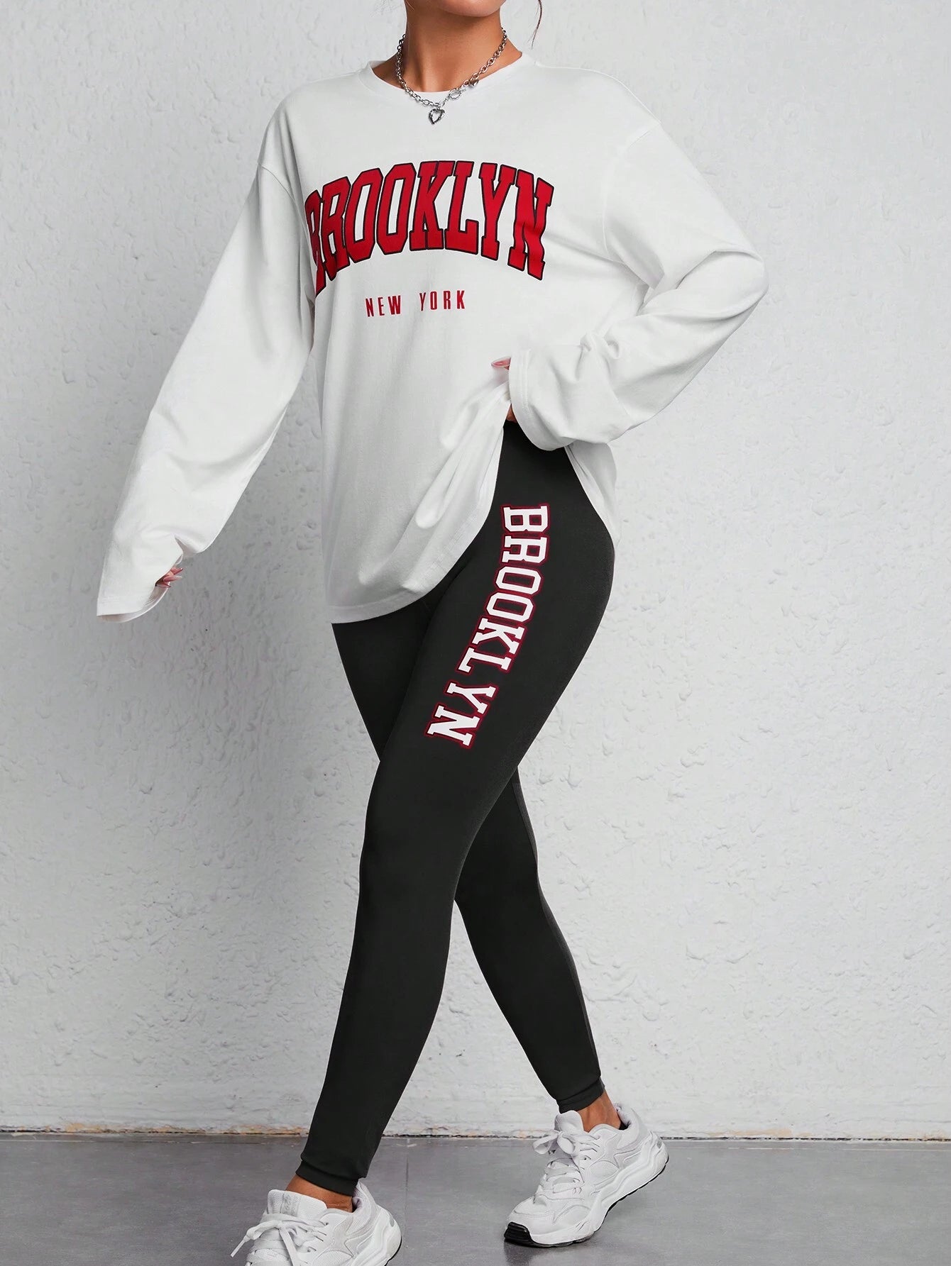 PETITE Women'S Letter Printed Casual 2-Piece Set