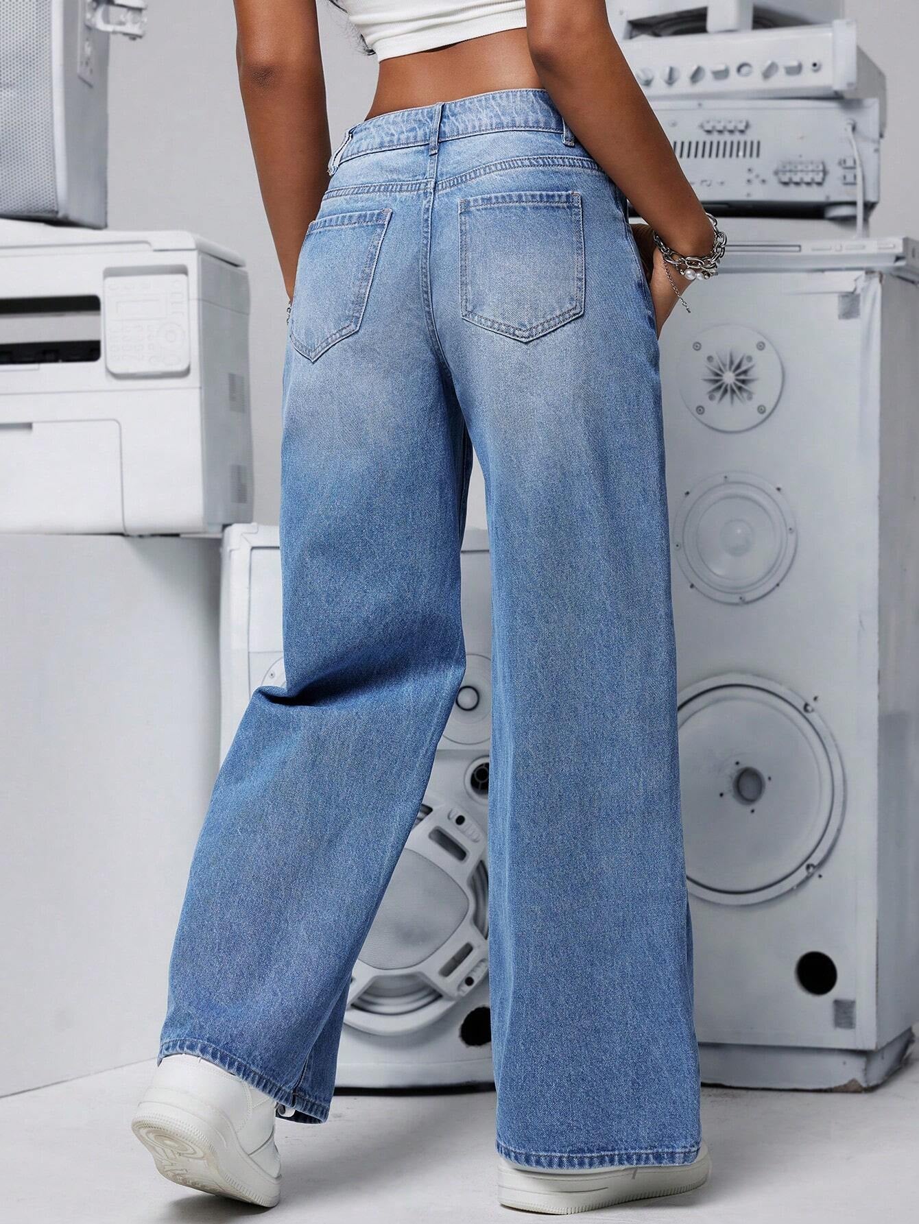 PETITE Women'S Distressed Washed Denim Jeans